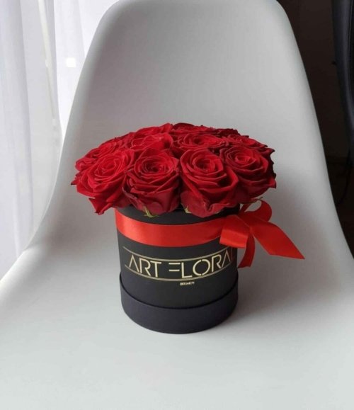 Blumenbox Rote Rosen - S Box Schwarz