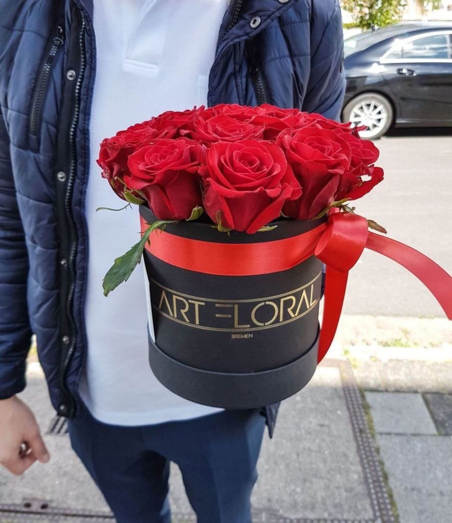 Blumenbox Rote Rosen – S Box Schwarz