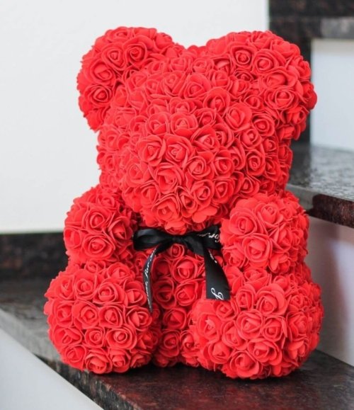 Roter Rosenbär 40 cm in Geschenkverpackung
