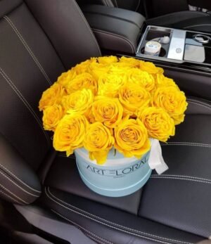 Blumenbox Gelbe Rosen - M Box Blau