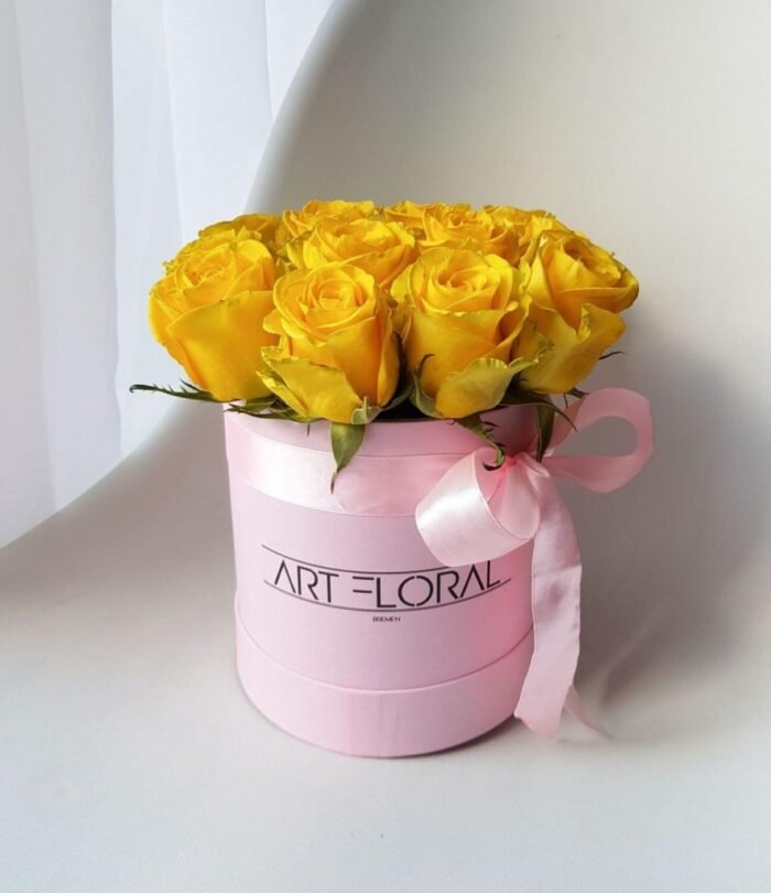 Blumenbox Gelbe Rosen - S Box Rosa