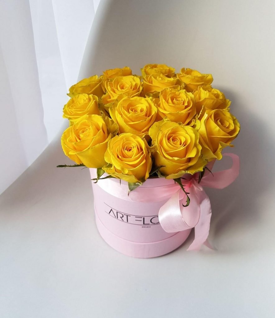 Blumenbox Gelbe Rosen – S Box Rosa