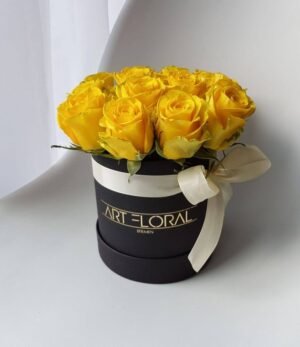 Blumenbox Gelbe Rosen - S Box Schwarz