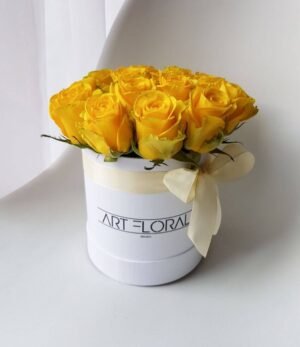 Blumenbox Gelbe Rosen - S Box Weiss