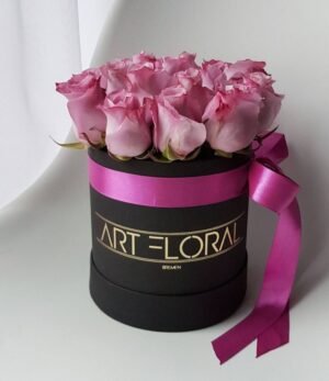 Blumenbox Lila Rosen - S Box Schwarz