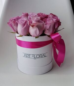 Blumenbox Lila Rosen - S Box Weiss