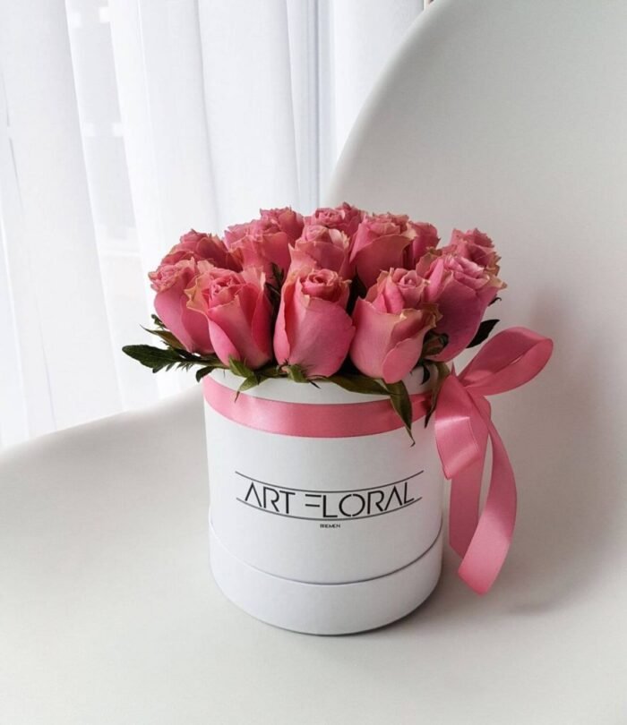 Blumenbox Rosa Rosen - S Box Weiss