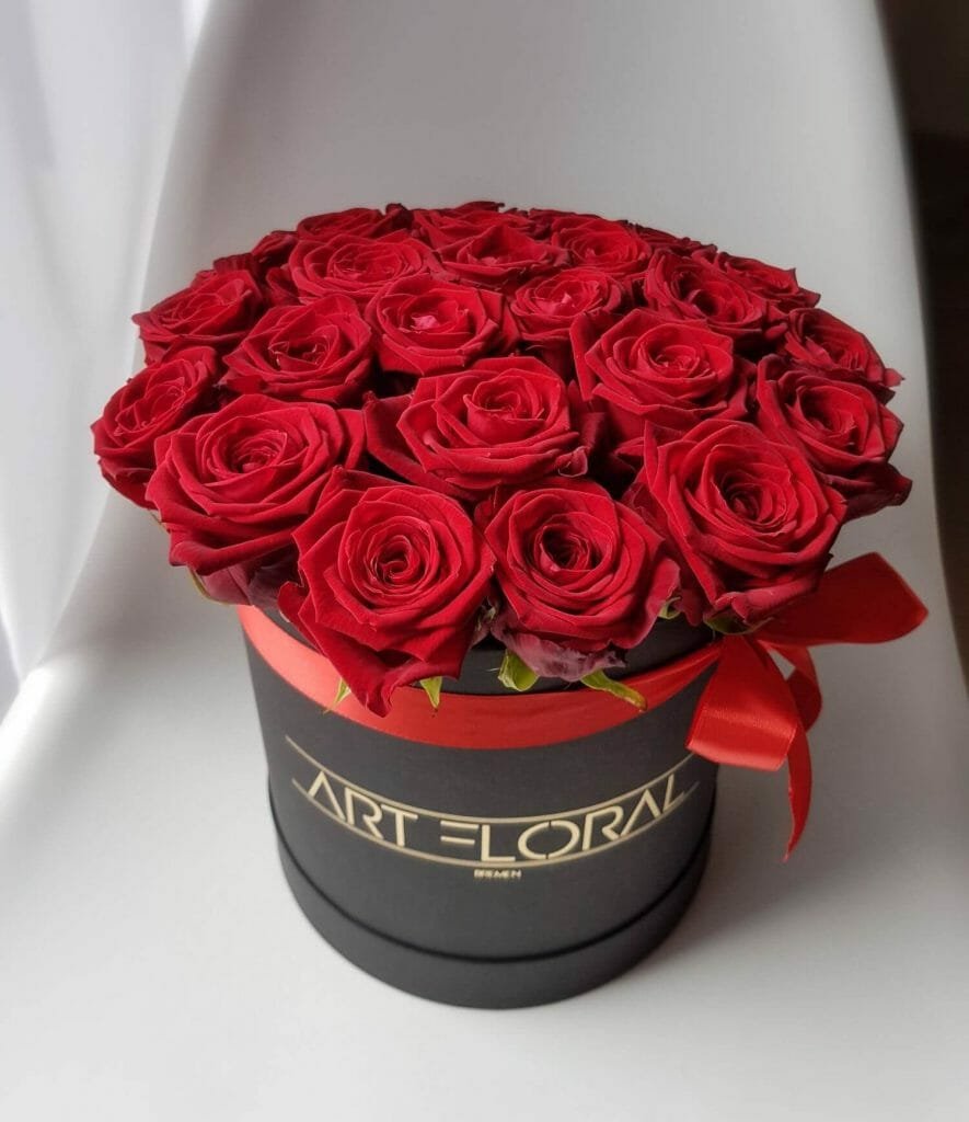 Blumenbox Rote Rosen – M Box Schwarz