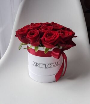 Blumenbox Rote Rosen - S Box Weiss