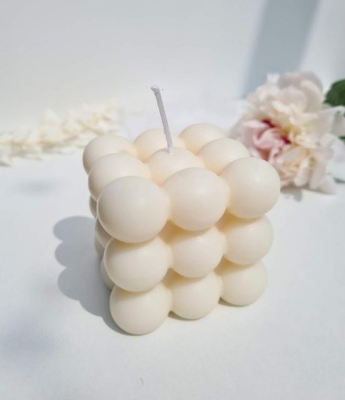 Kerze Bubble Cube in Weiß