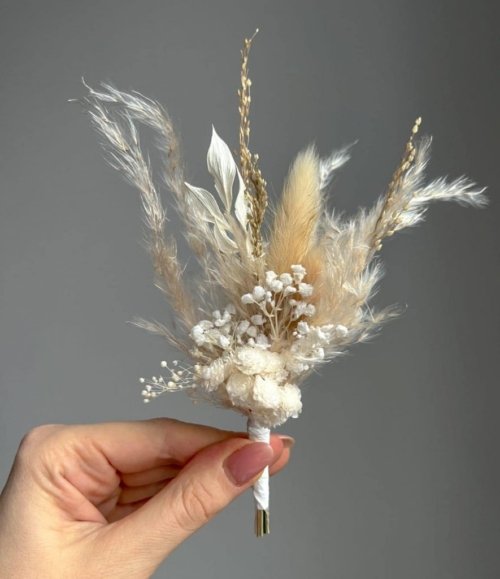 Hochzeits Boutonniere aus Trockenblumen