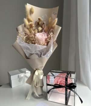 Trockenblumenstrauß_Schatulle_Rosa_Set_1