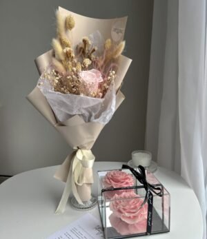 Trockenblumenstrauß_Schatulle_Rosa_Set_4