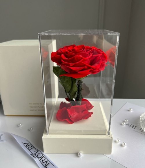 Ewige_rote_Herz_Rose_im_weißen_Acryltower_2