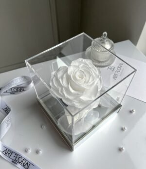 Weiße_Infinity_Herz_Rose_im_Acrylwürfel_4