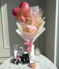 Muttertags-Geschenkset - Blumenstrauß, Schmuck, Infinity Rose, Kerze, Herz