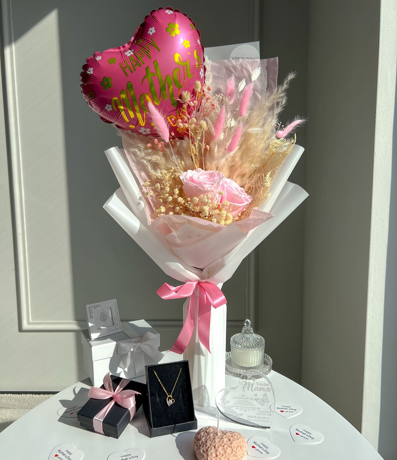 Trockenblumenstrauß Muttertags-GeschenkSet