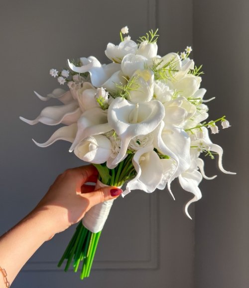 Eleganter Brautstrauß Calla Tulpen Kunstblumen