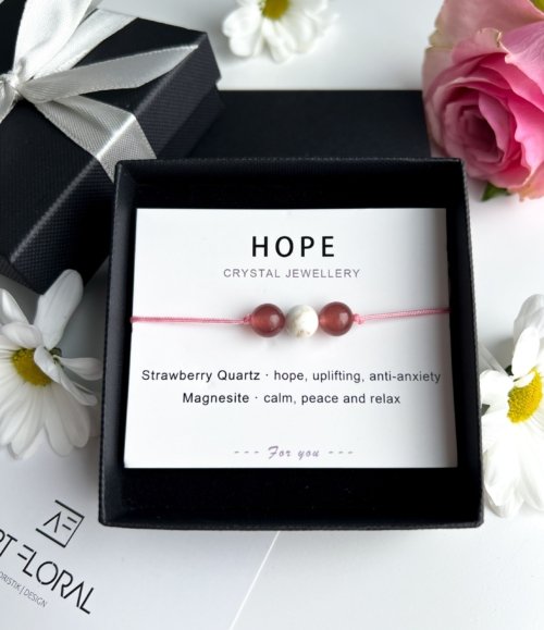 Edelstein-Armband Hope mit Strawberry Quarz und Magnesit
