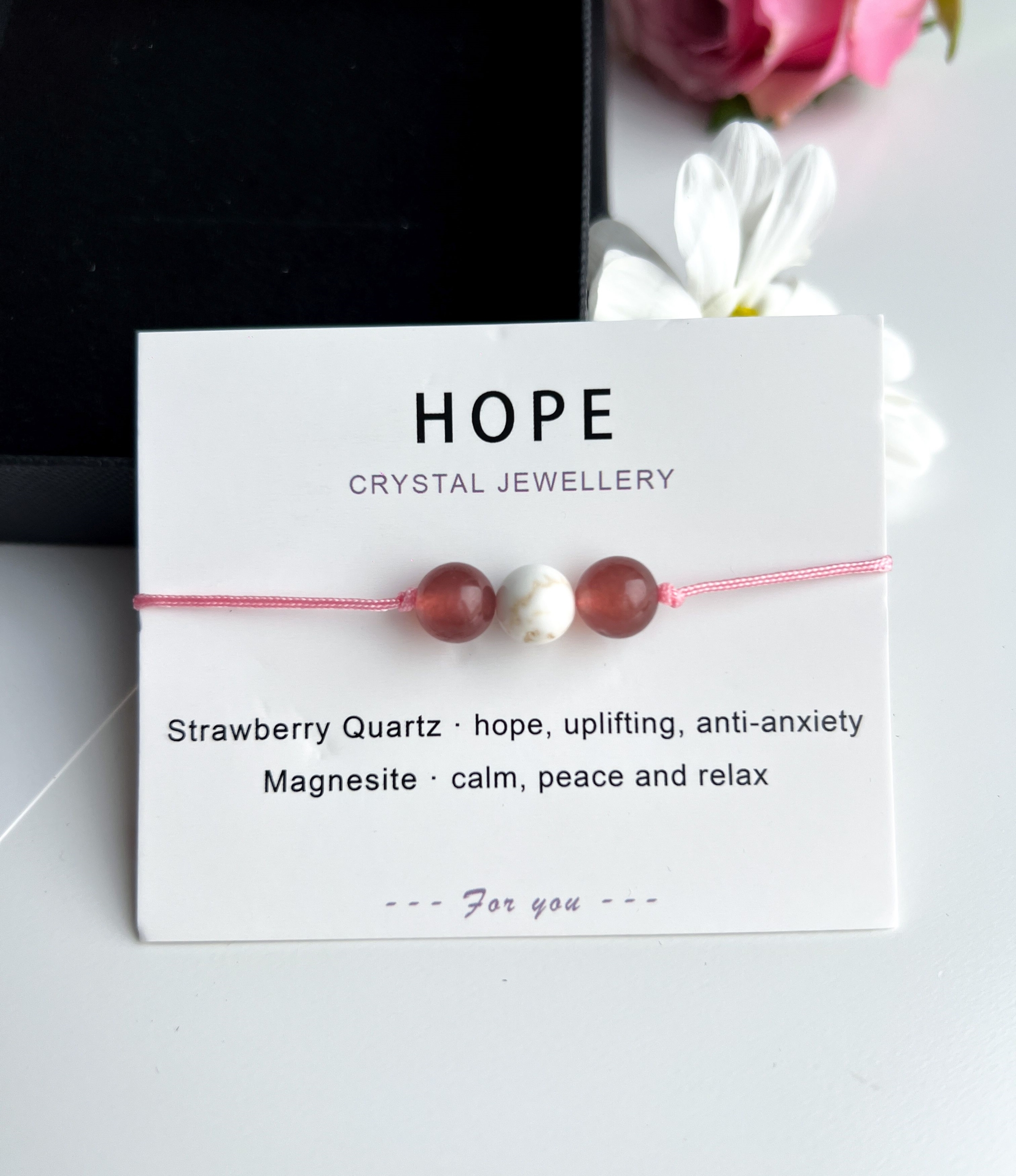 Edelstein-Armband Hope mit Strawberry Quarz und Magnesit