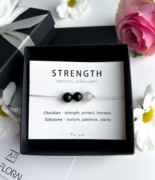 Edelstein-Armband Strength mit Obsidian und Silkstone