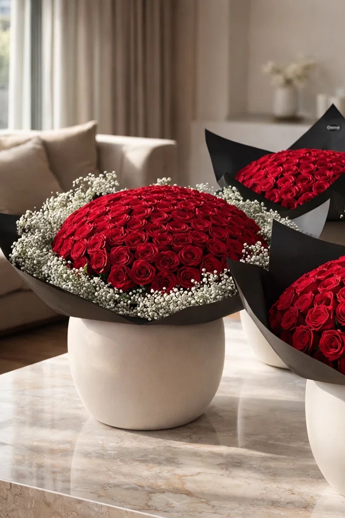 100 rote Rosen Strauß bestellen