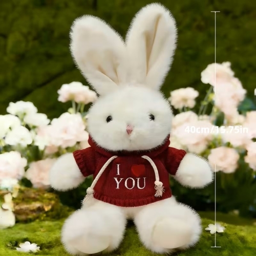 Kuschelhase in Weiß mit „I love you“-Schriftzug