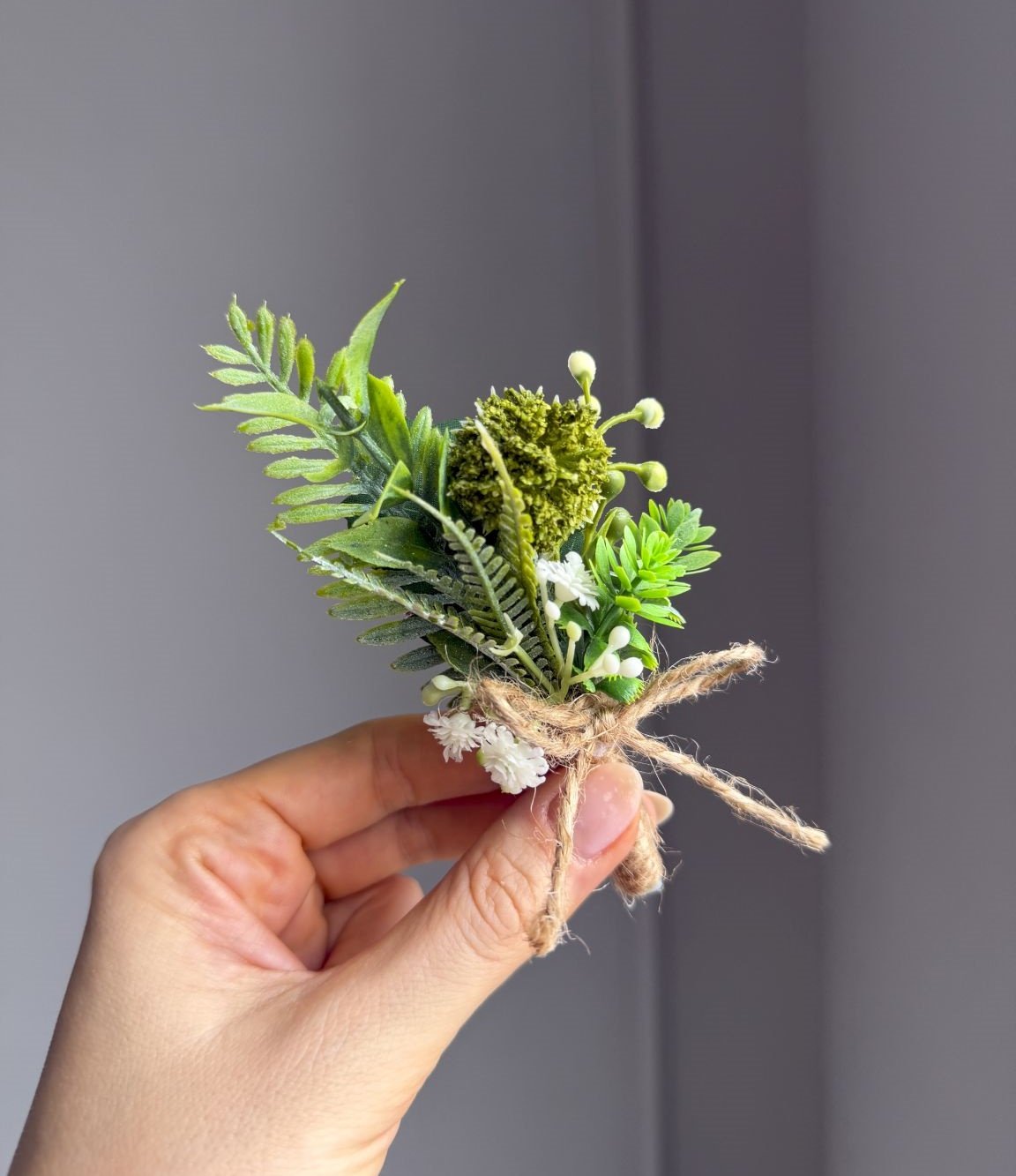 Kunstblumen Bräutigam Boutonniere „Grünes Blatt“